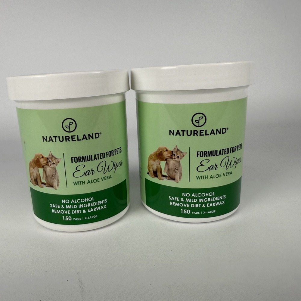 NATURELAND PET Extra Large Dog Ear Cleaning Wipes LOT OF 2 EXP 2026
